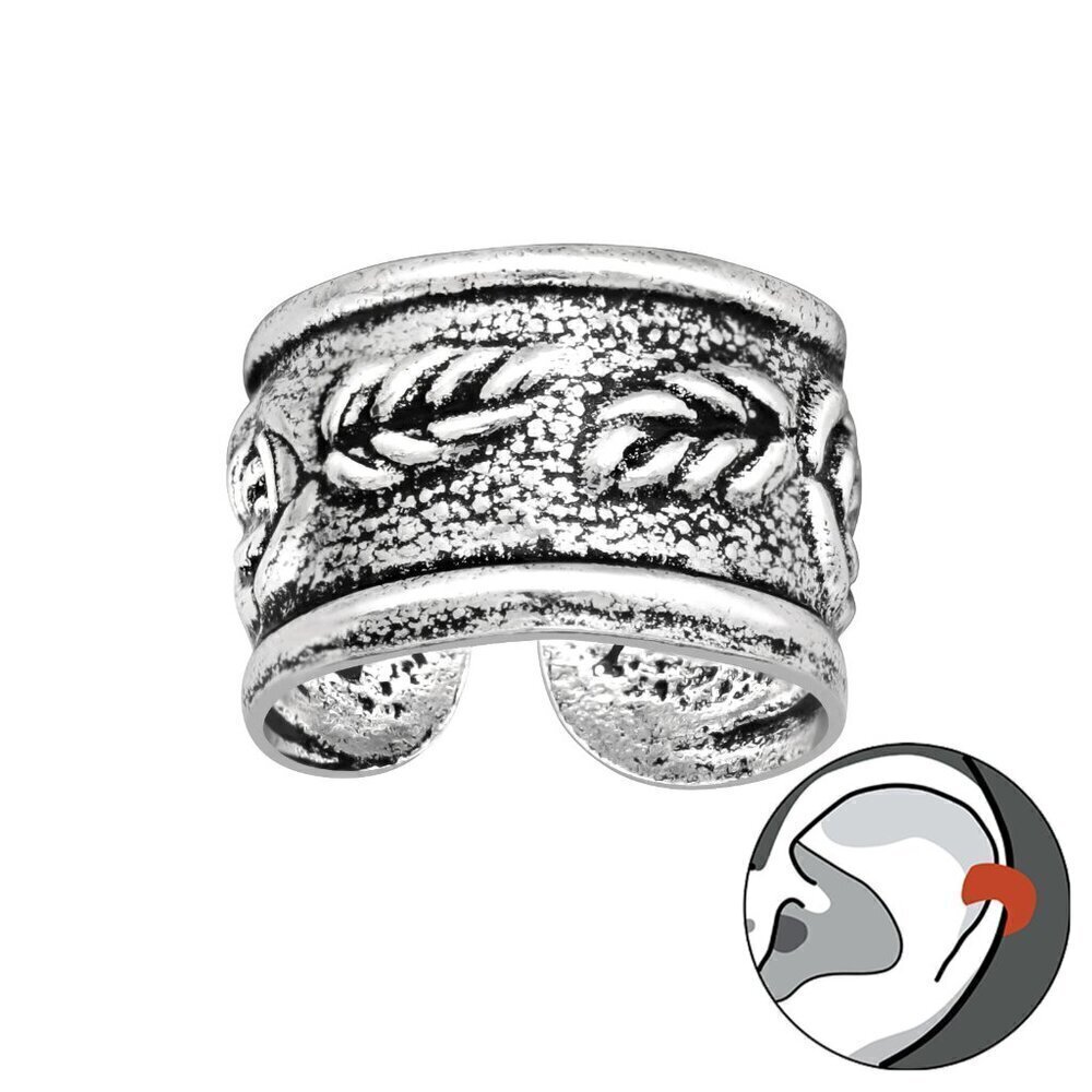 Sterling Silver Rose Vine Ear Cuff – Wide Floral Band, No Piercing Needed